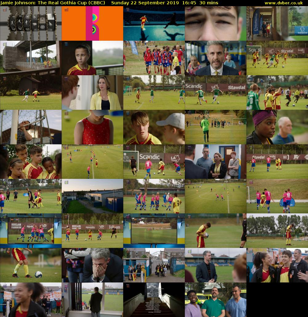 Jamie Johnson: The Real Gothia Cup (CBBC) Sunday 22 September 2019 16:45 - 17:15