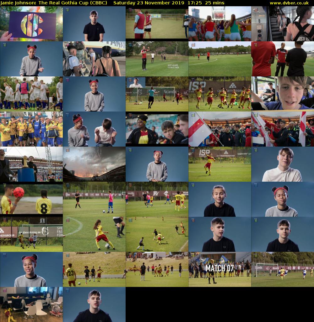 Jamie Johnson: The Real Gothia Cup (CBBC) Saturday 23 November 2019 17:25 - 17:50
