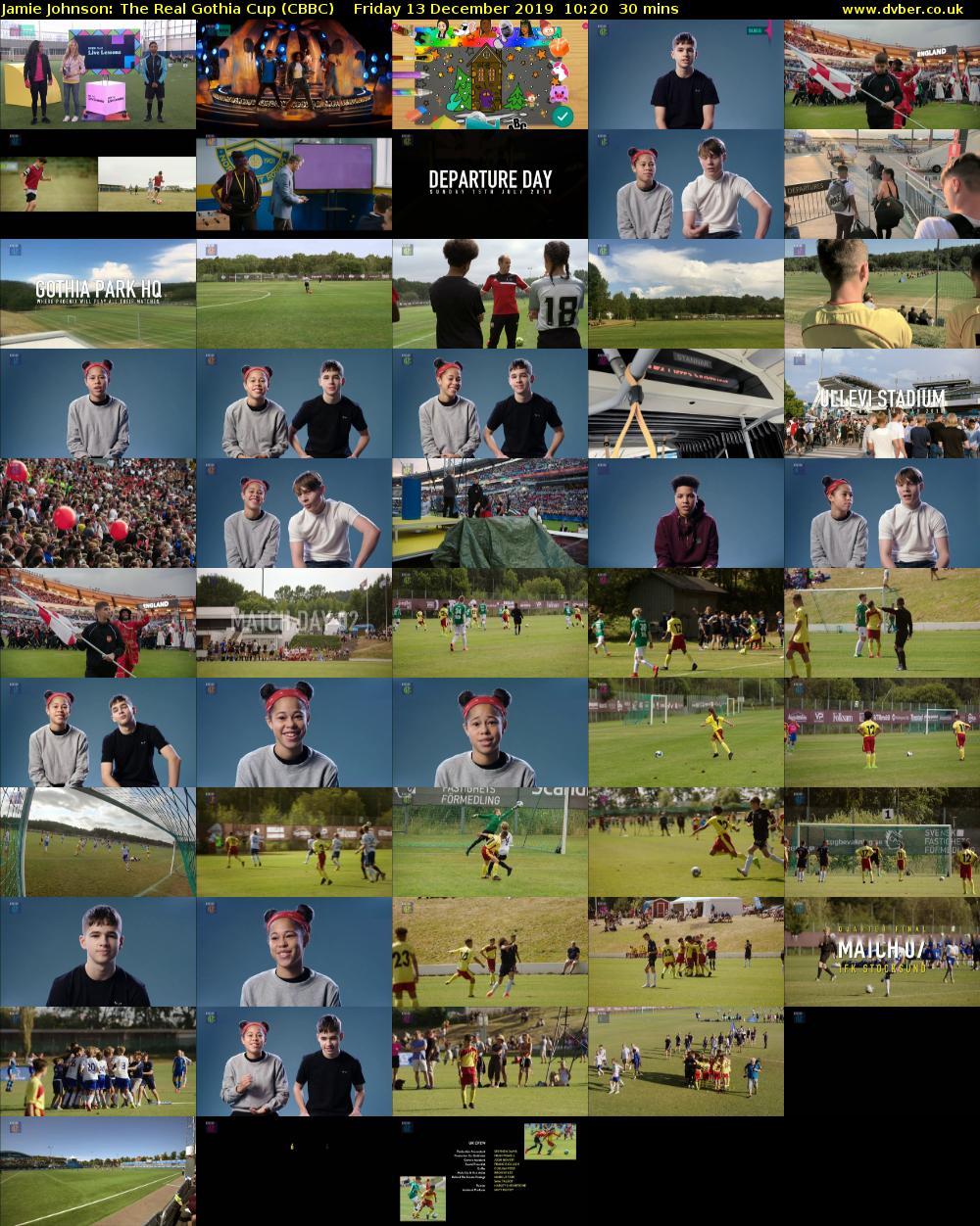 Jamie Johnson: The Real Gothia Cup (CBBC) Friday 13 December 2019 10:20 - 10:50