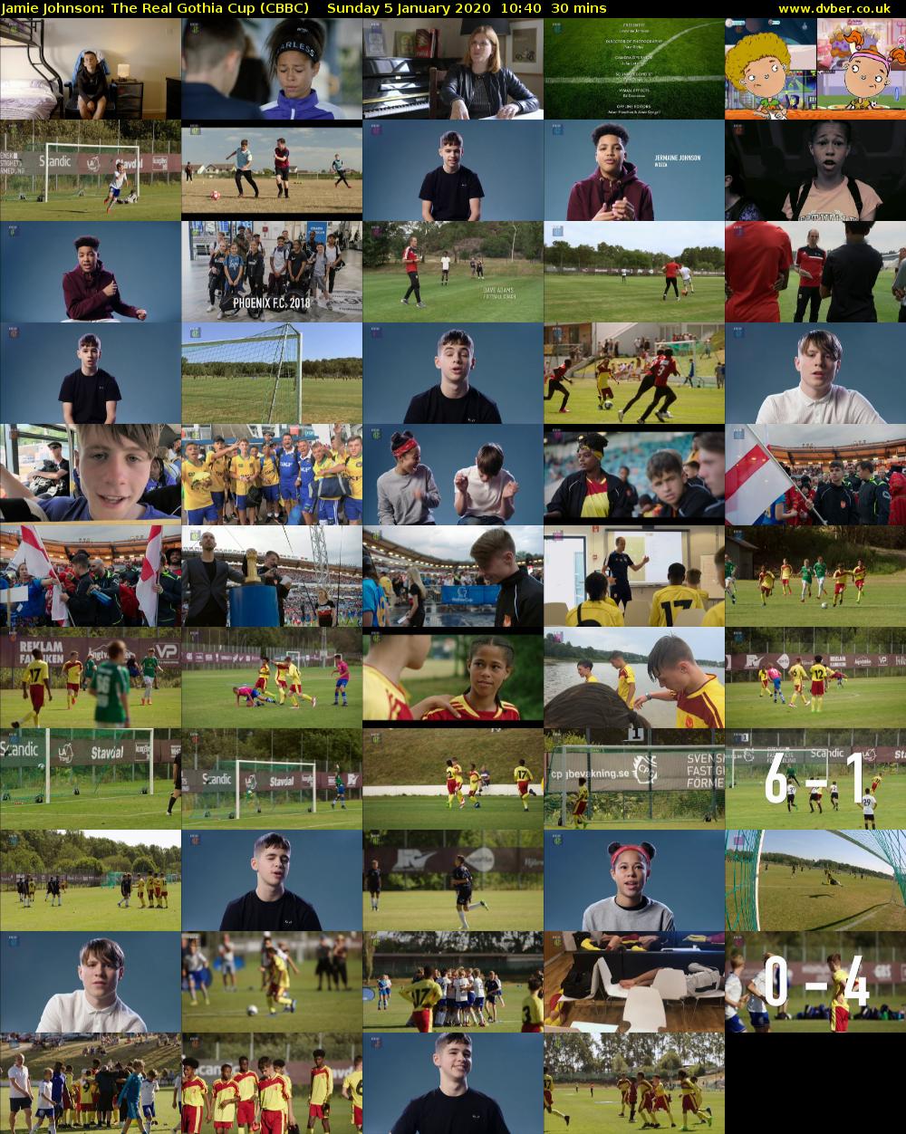 Jamie Johnson: The Real Gothia Cup (CBBC) Sunday 5 January 2020 10:40 - 11:10