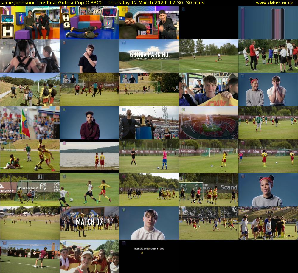 Jamie Johnson: The Real Gothia Cup (CBBC) Thursday 12 March 2020 17:30 - 18:00