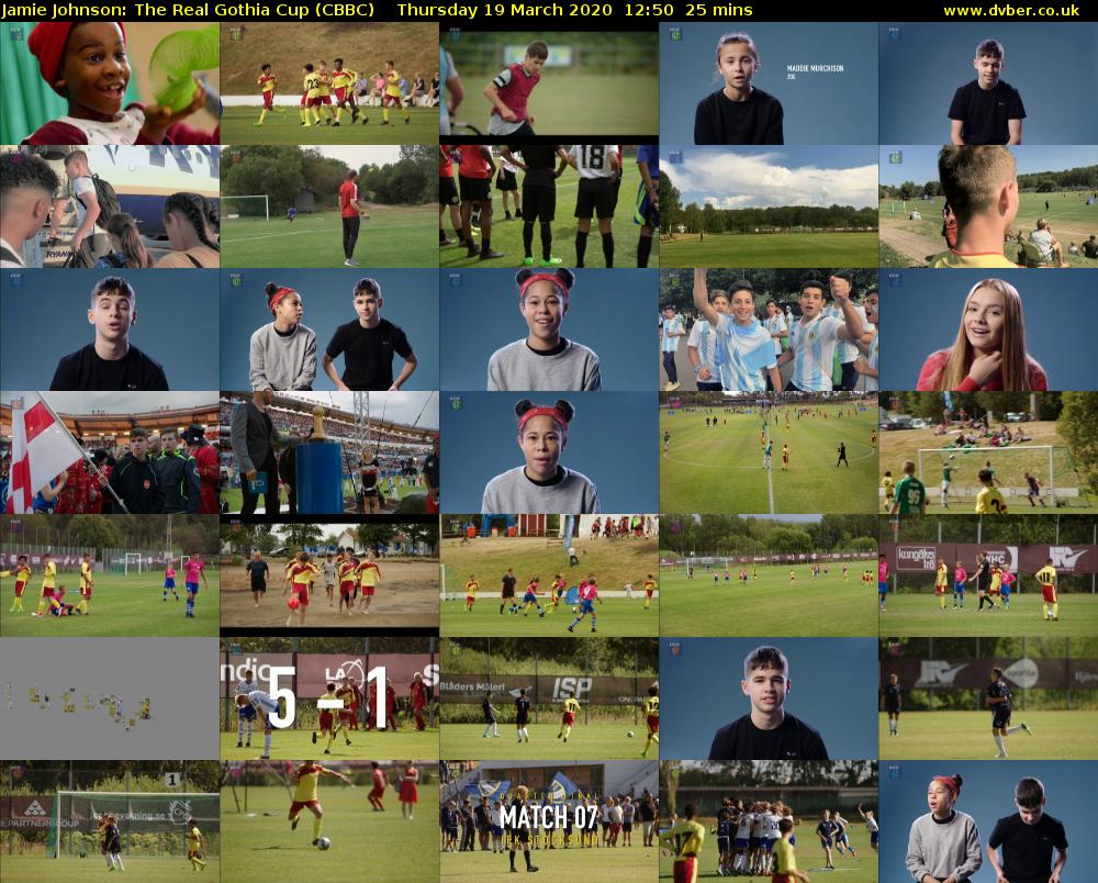 Jamie Johnson: The Real Gothia Cup (CBBC) Thursday 19 March 2020 12:50 - 13:15