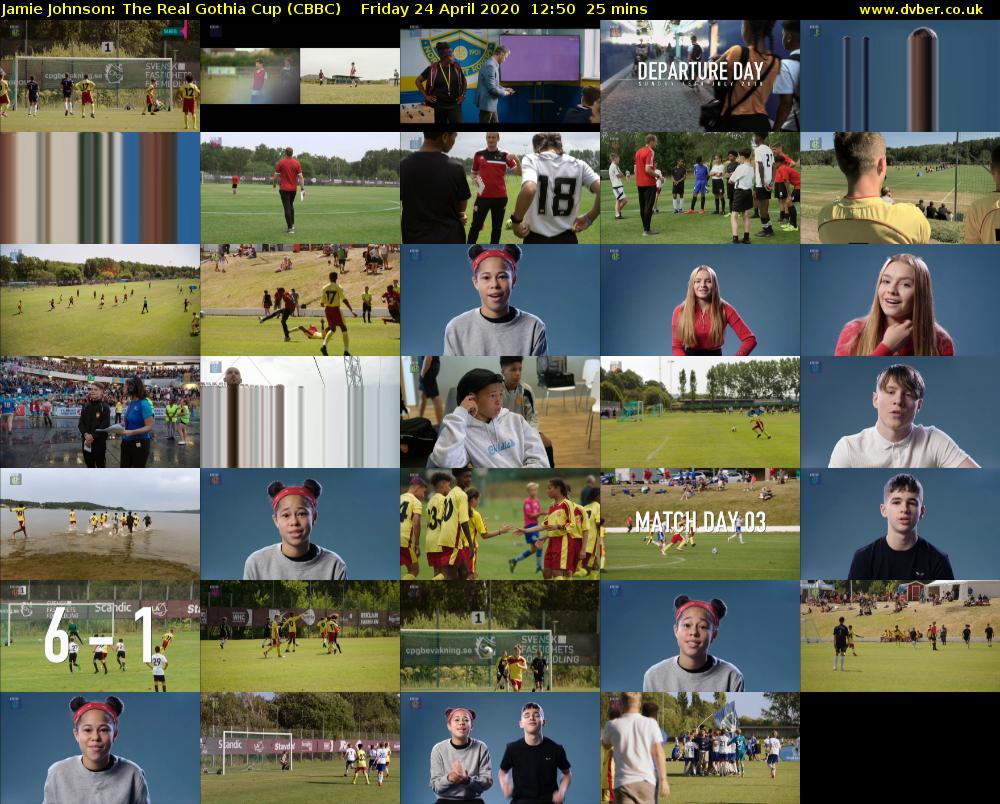 Jamie Johnson: The Real Gothia Cup (CBBC) Friday 24 April 2020 12:50 - 13:15