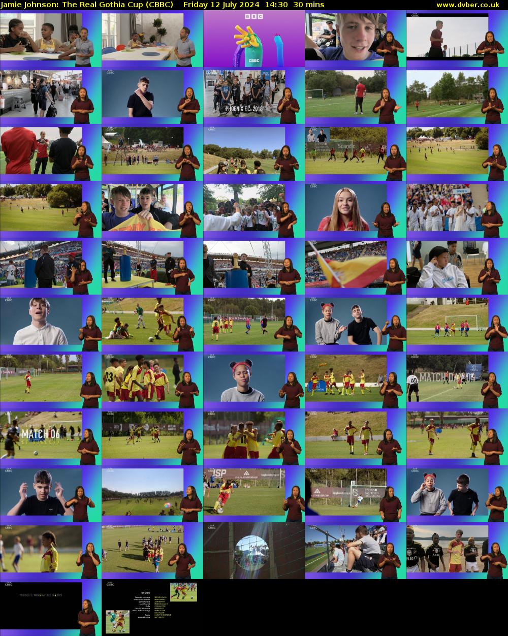 Jamie Johnson: The Real Gothia Cup (CBBC) Friday 12 July 2024 14:30 - 15:00