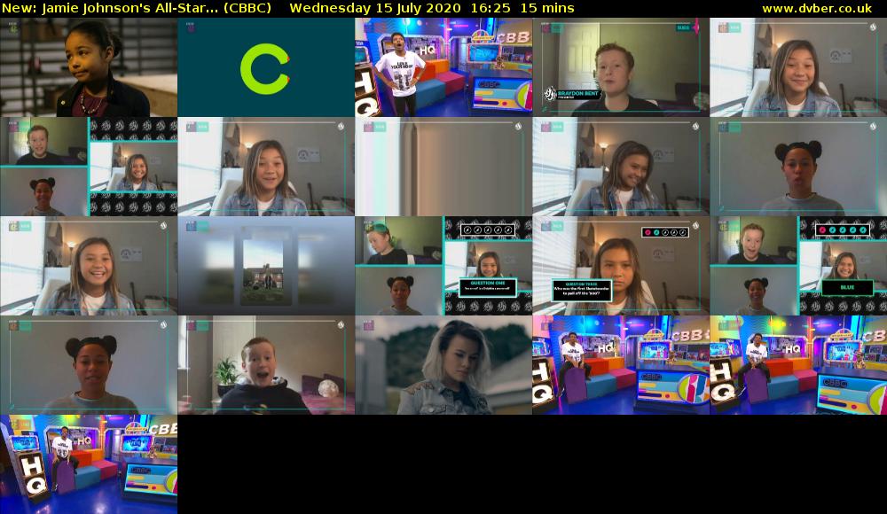 Jamie Johnson's All-Star... (CBBC) Wednesday 15 July 2020 16:25 - 16:40