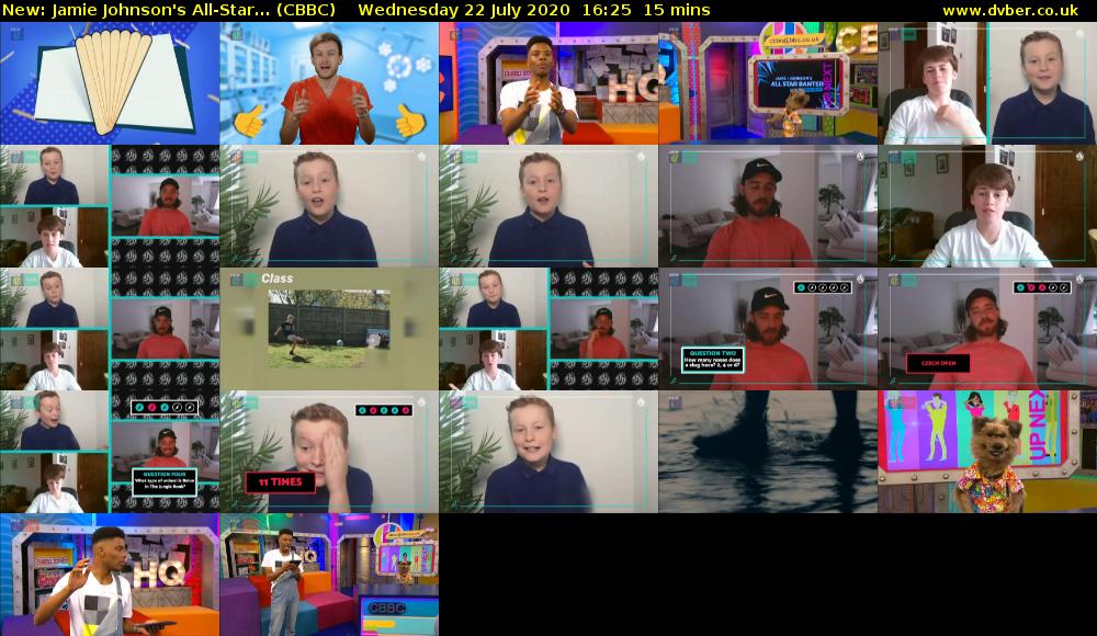 Jamie Johnson's All-Star... (CBBC) Wednesday 22 July 2020 16:25 - 16:40