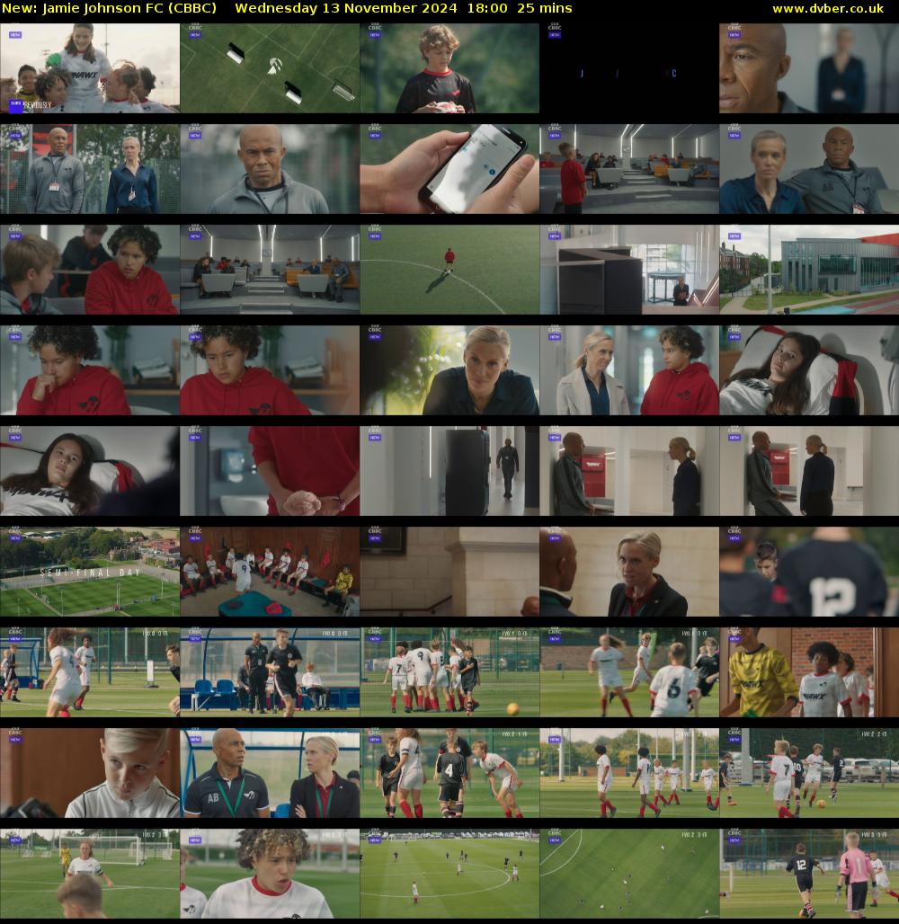 Jamie Johnson FC (CBBC) Wednesday 13 November 2024 18:00 - 18:25