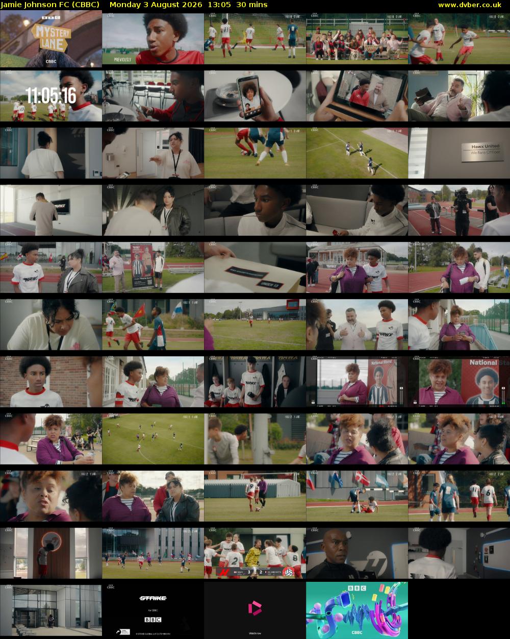 Jamie Johnson FC (CBBC) Monday 3 August 2026 13:05 - 13:35