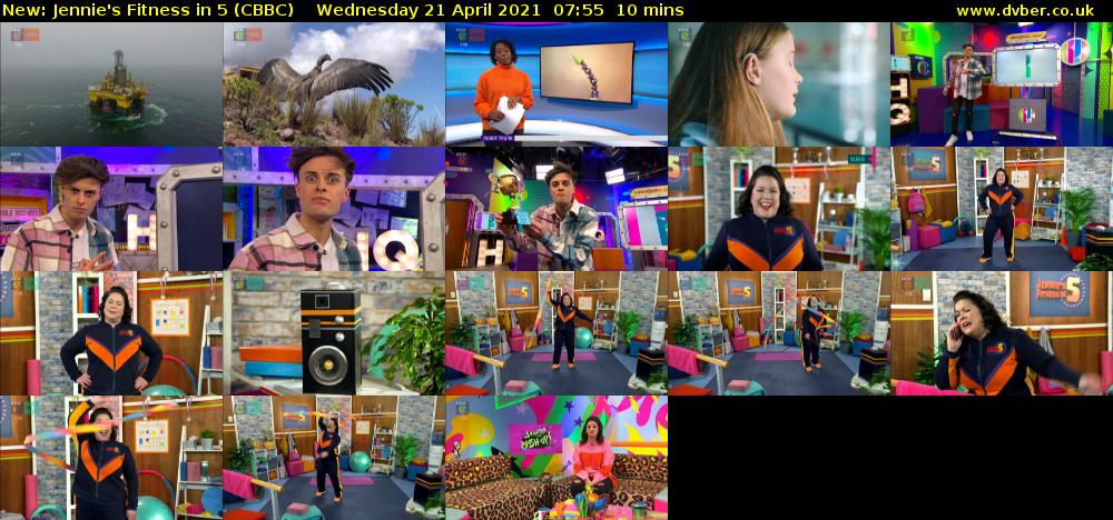 Jennie's Fitness in 5 (CBBC) Wednesday 21 April 2021 07:55 - 08:05