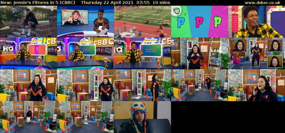 Jennie's Fitness in 5 (CBBC) Thursday 22 April 2021 07:55 - 08:05