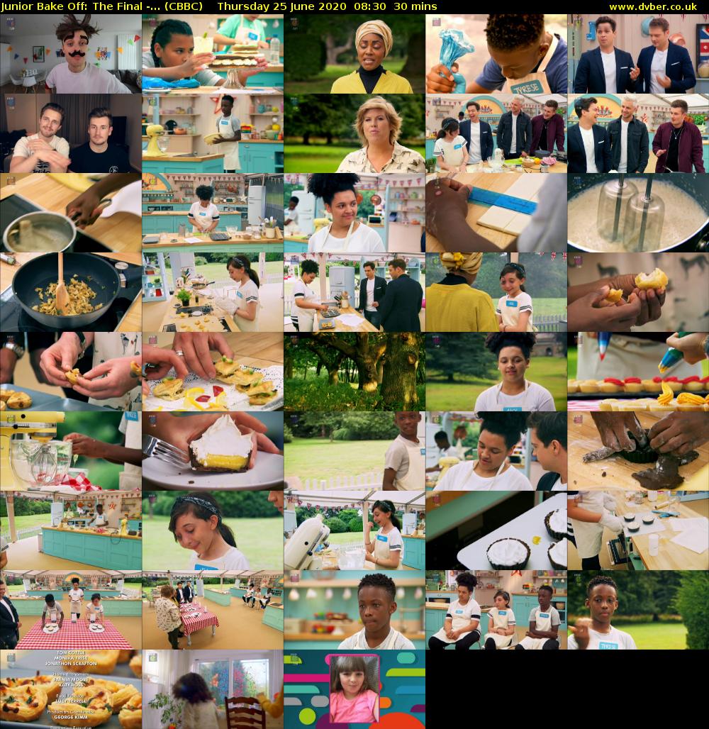 Junior Bake Off: The Final -... (CBBC) Thursday 25 June 2020 08:30 - 09:00