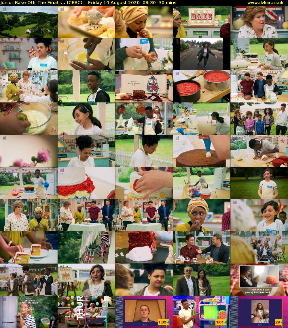 Junior Bake Off: The Final -... (CBBC) Friday 14 August 2020 08:30 - 09:00