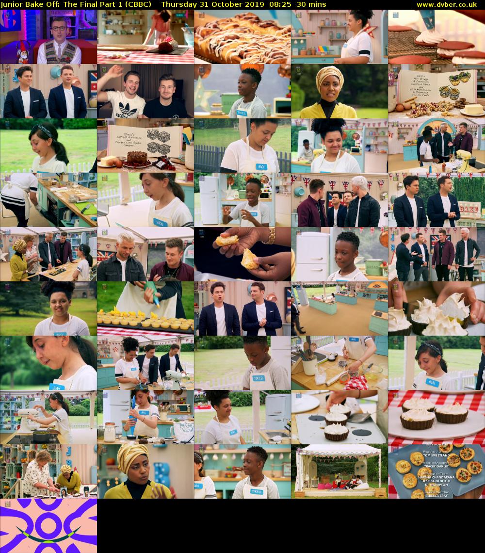 Junior Bake Off: The Final Part 1 (CBBC) Thursday 31 October 2019 08:25 - 08:55
