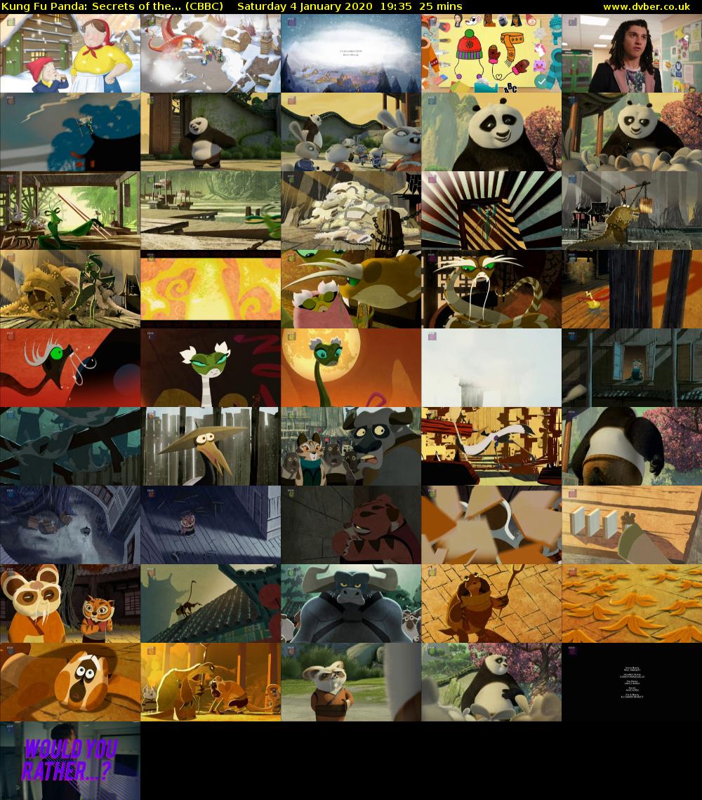 Kung Fu Panda: Secrets of the... (CBBC) Saturday 4 January 2020 19:35 - 20:00
