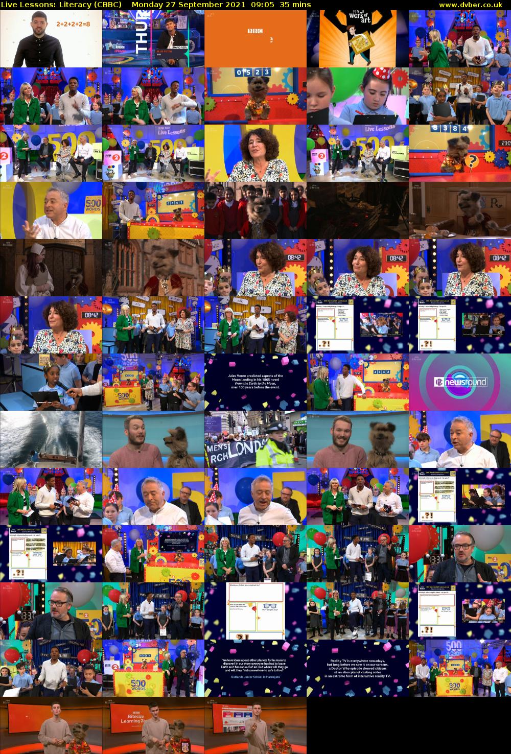 Live Lessons: Literacy (CBBC) Monday 27 September 2021 09:05 - 09:40