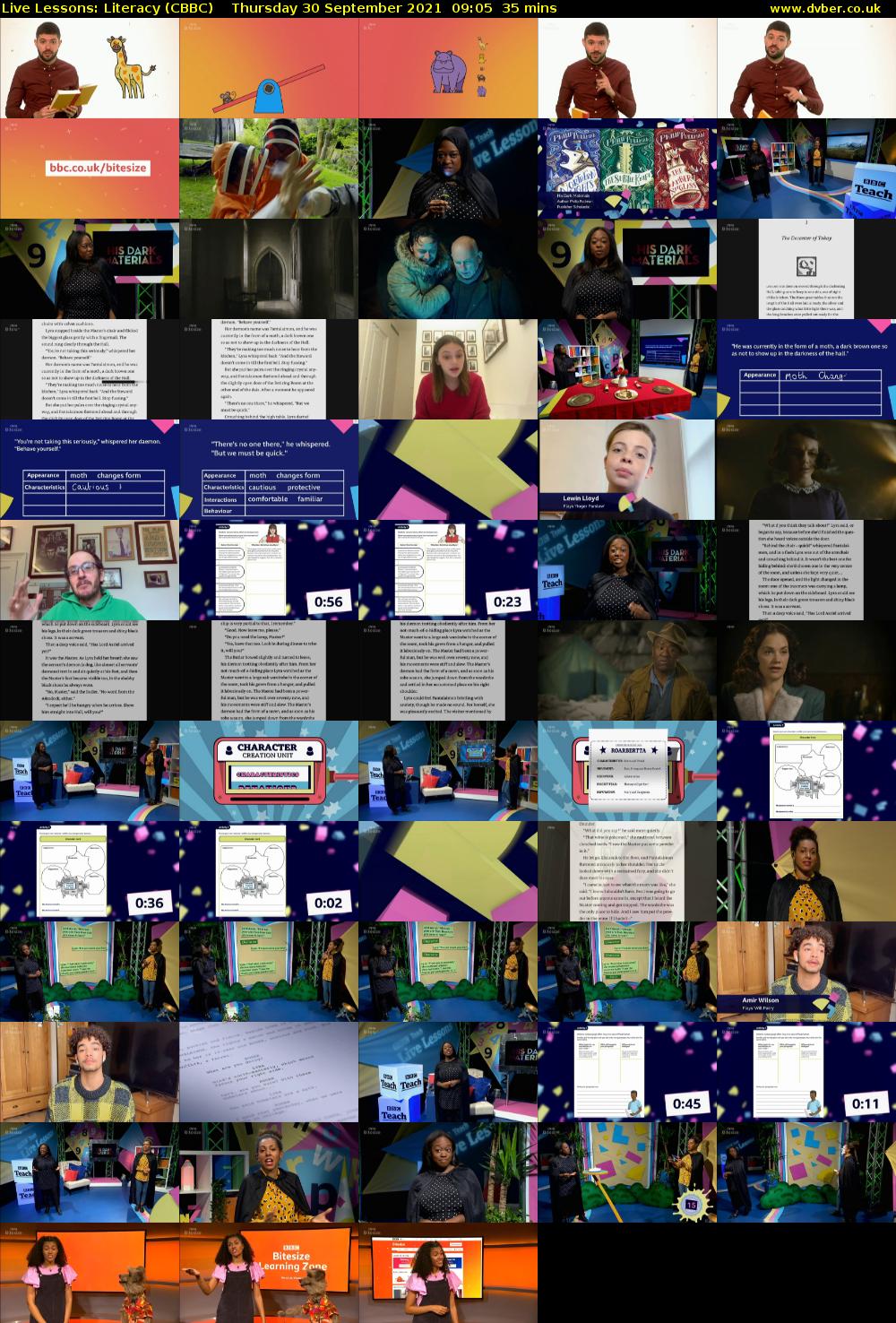 Live Lessons: Literacy (CBBC) Thursday 30 September 2021 09:05 - 09:40