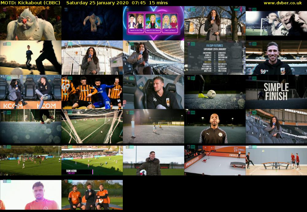 MOTD: Kickabout (CBBC) Saturday 25 January 2020 07:45 - 08:00