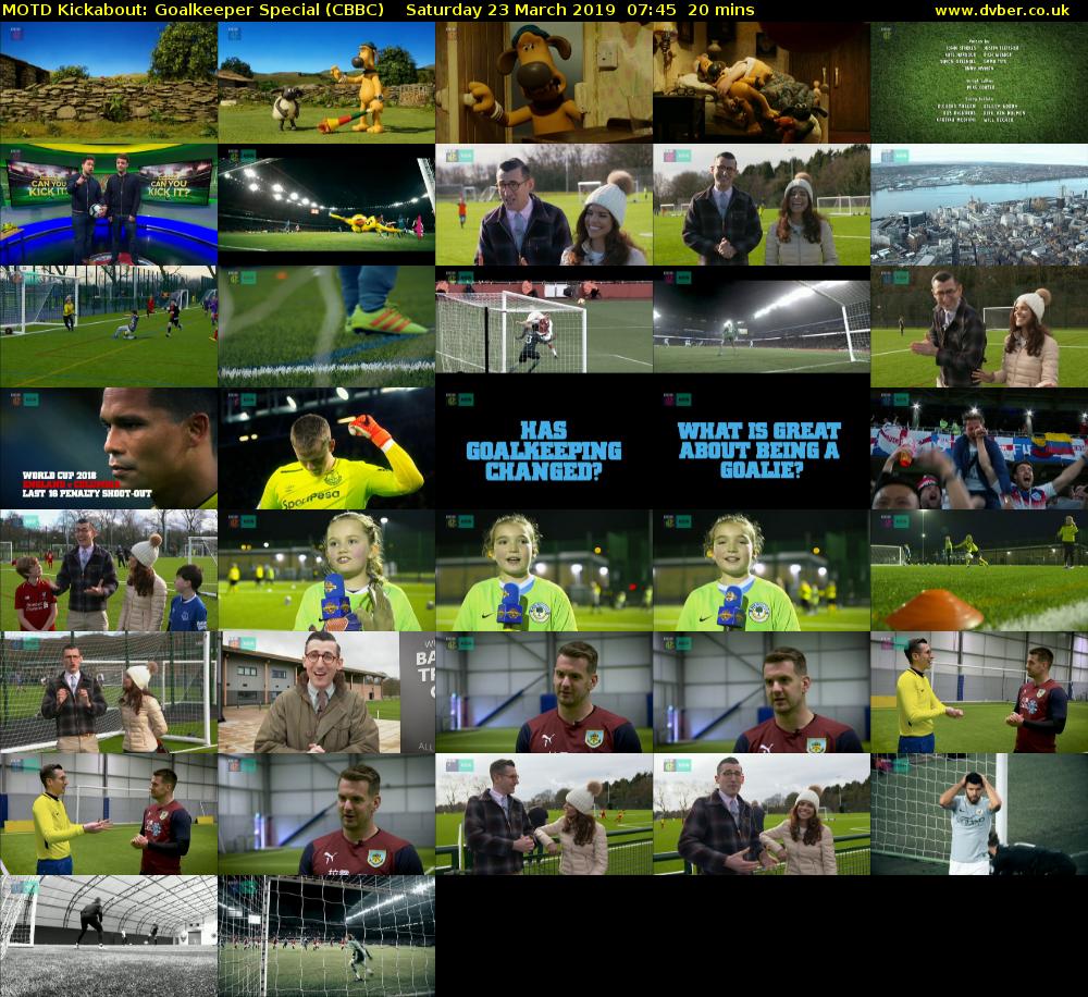 MOTD Kickabout: Goalkeeper Special (CBBC) Saturday 23 March 2019 07:45 - 08:05