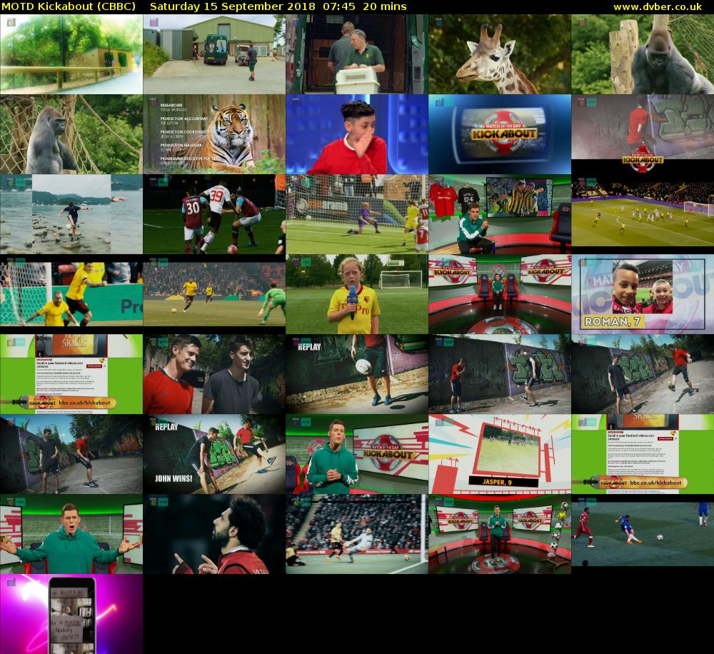 MOTD Kickabout (CBBC) Saturday 15 September 2018 07:45 - 08:05