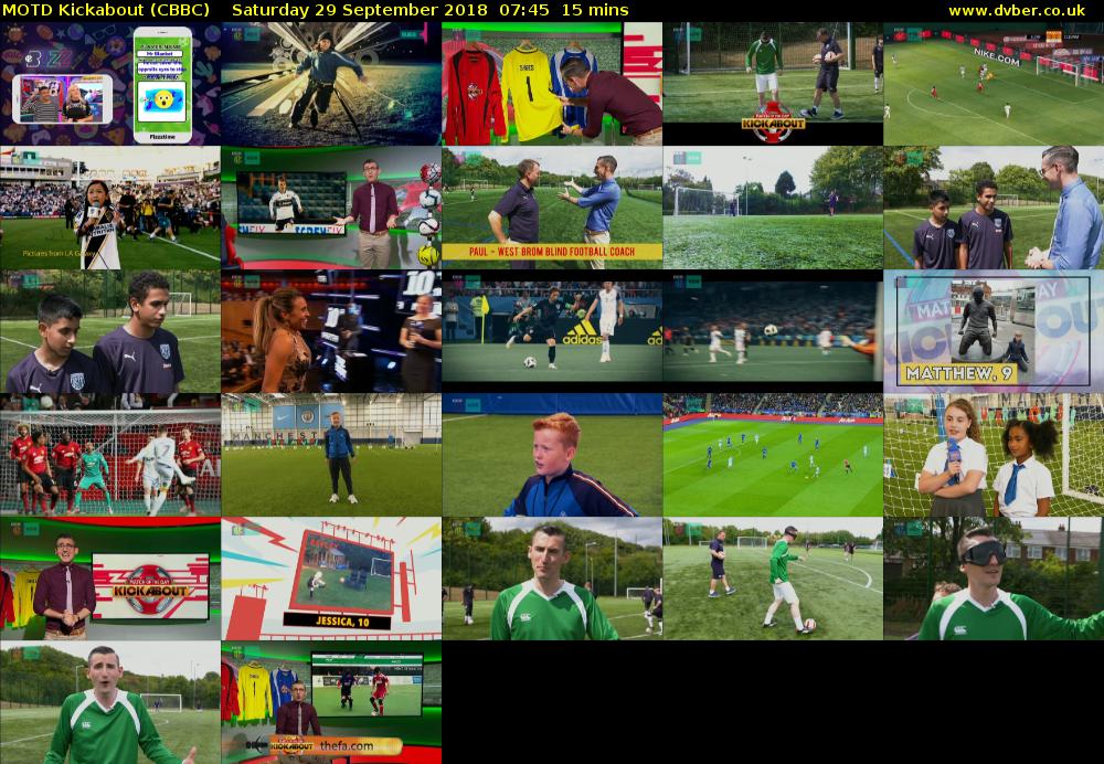 MOTD Kickabout (CBBC) Saturday 29 September 2018 07:45 - 08:00