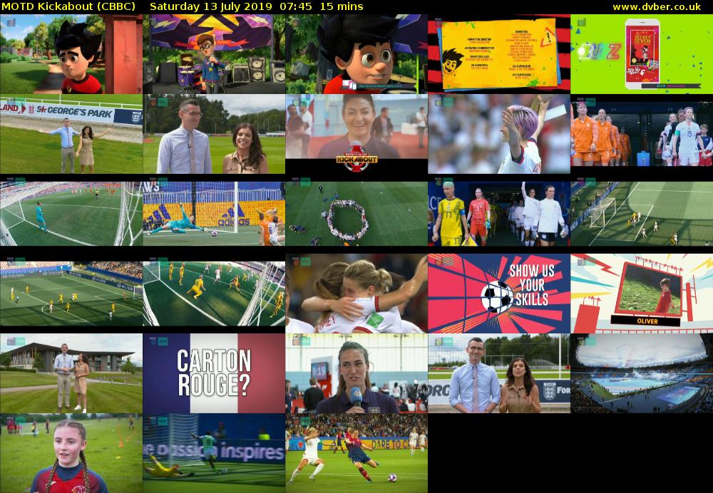 MOTD Kickabout (CBBC) Saturday 13 July 2019 07:45 - 08:00