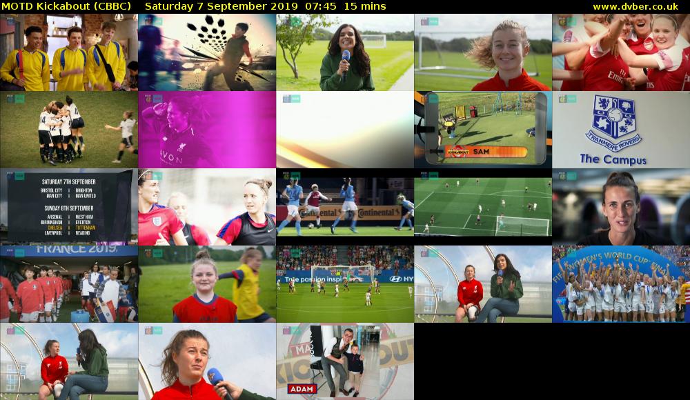 MOTD Kickabout (CBBC) Saturday 7 September 2019 07:45 - 08:00