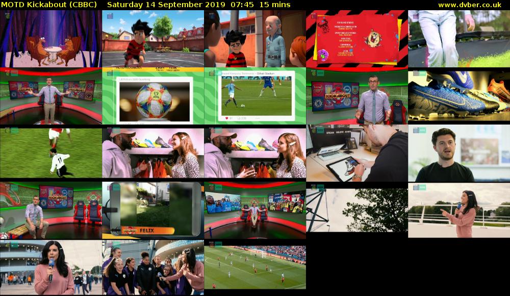 MOTD Kickabout (CBBC) Saturday 14 September 2019 07:45 - 08:00