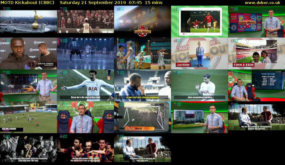 MOTD Kickabout (CBBC) Saturday 21 September 2019 07:45 - 08:00