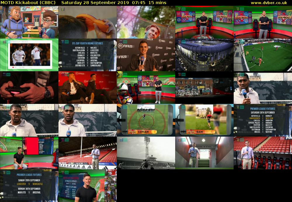 MOTD Kickabout (CBBC) Saturday 28 September 2019 07:45 - 08:00