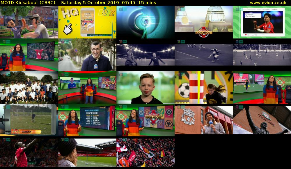 MOTD Kickabout (CBBC) Saturday 5 October 2019 07:45 - 08:00