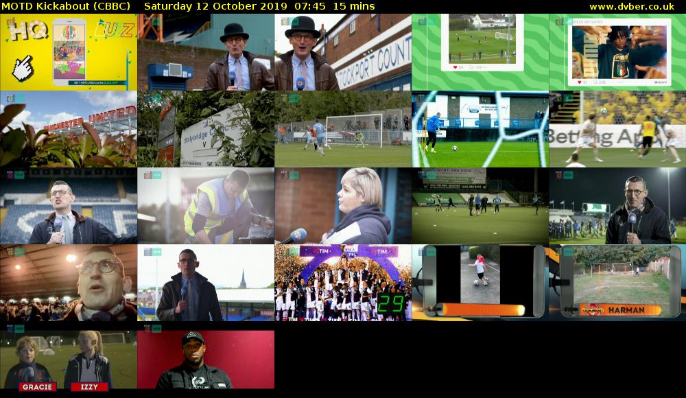 MOTD Kickabout (CBBC) Saturday 12 October 2019 07:45 - 08:00