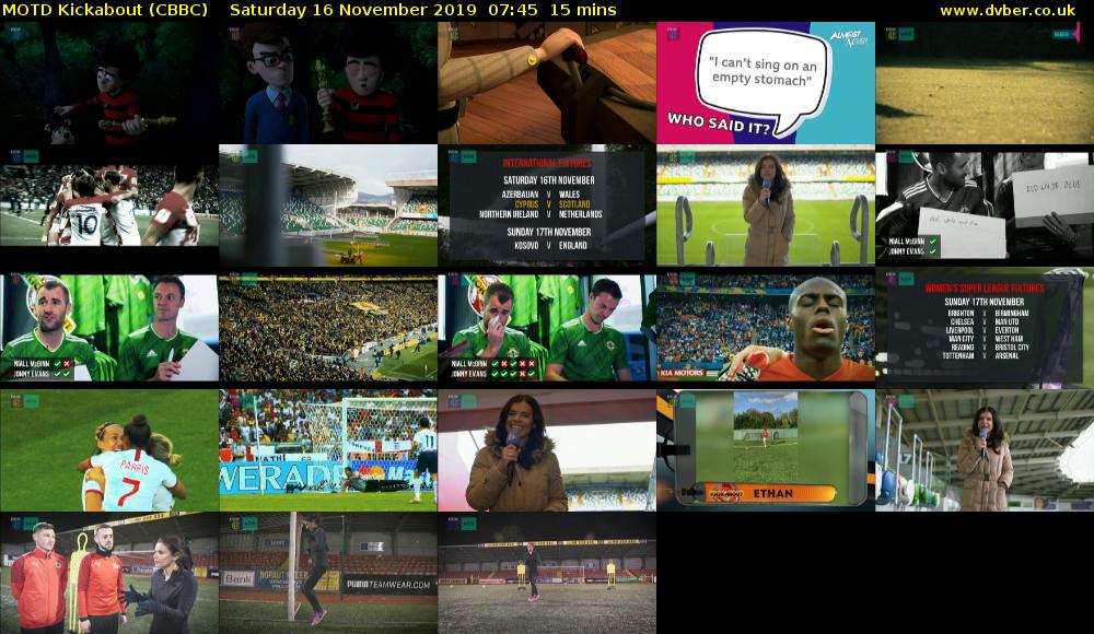 MOTD Kickabout (CBBC) Saturday 16 November 2019 07:45 - 08:00