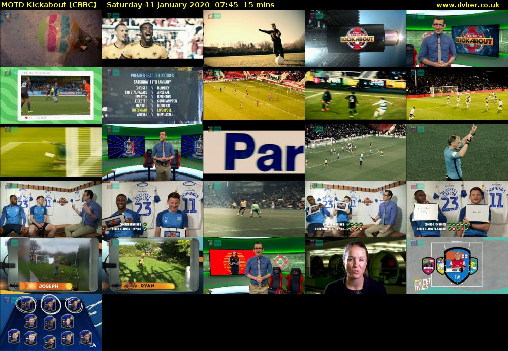 MOTD Kickabout (CBBC) Saturday 11 January 2020 07:45 - 08:00