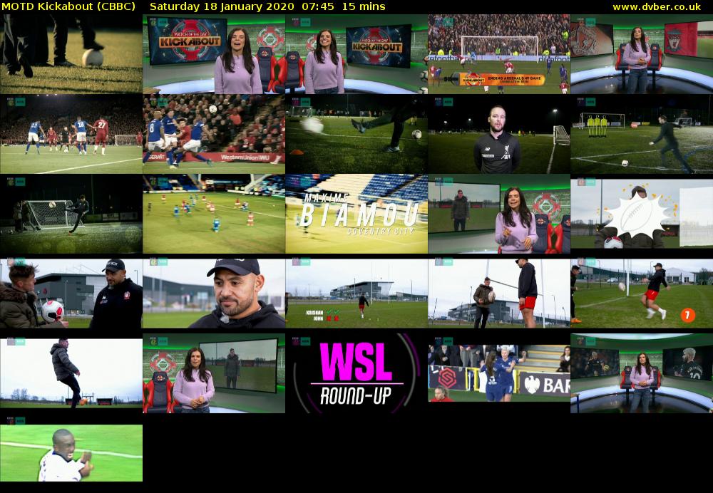 MOTD Kickabout (CBBC) Saturday 18 January 2020 07:45 - 08:00