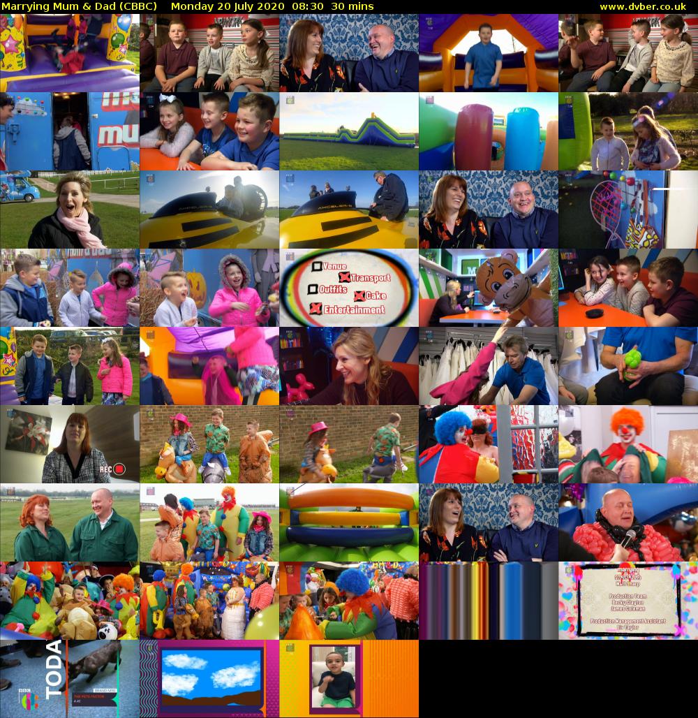 Marrying Mum & Dad (CBBC) Monday 20 July 2020 08:30 - 09:00