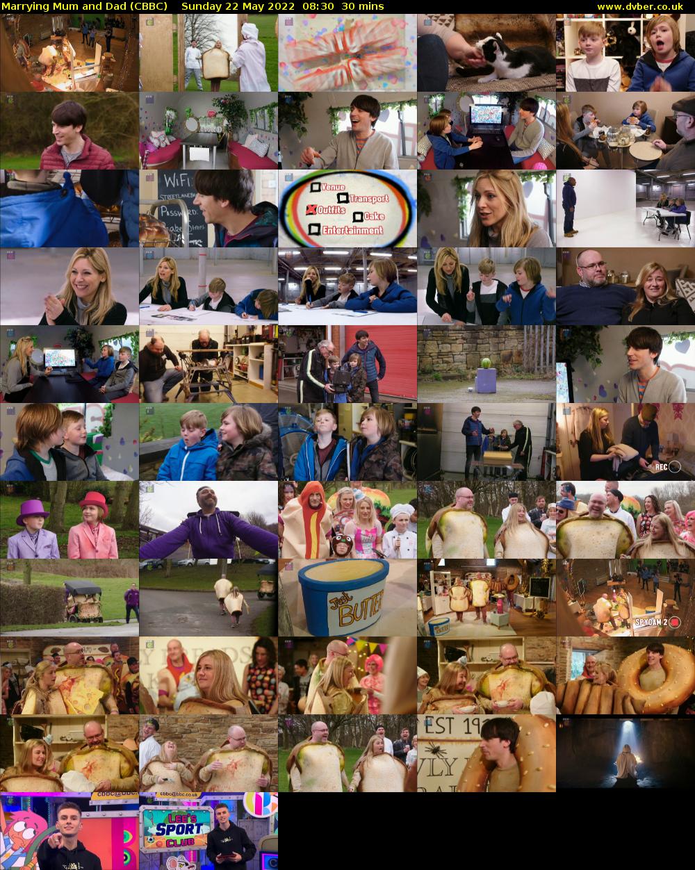 Marrying Mum and Dad (CBBC) Sunday 22 May 2022 08:30 - 09:00