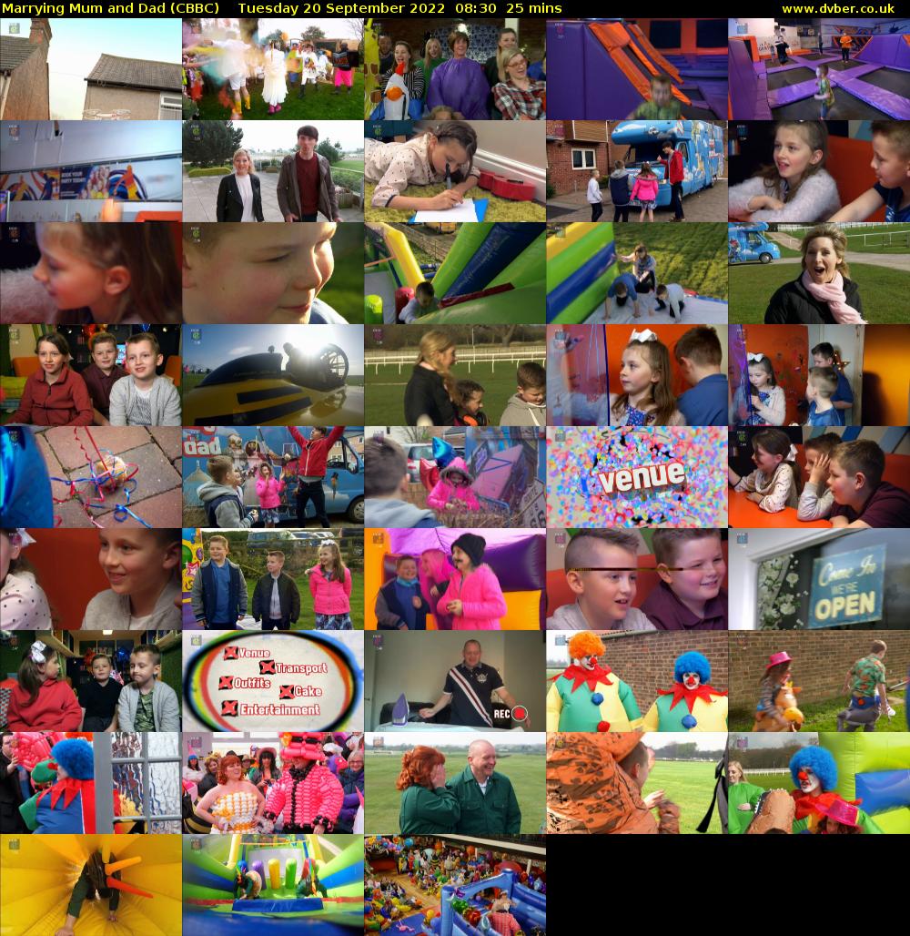 Marrying Mum and Dad (CBBC) Tuesday 20 September 2022 08:30 - 08:55