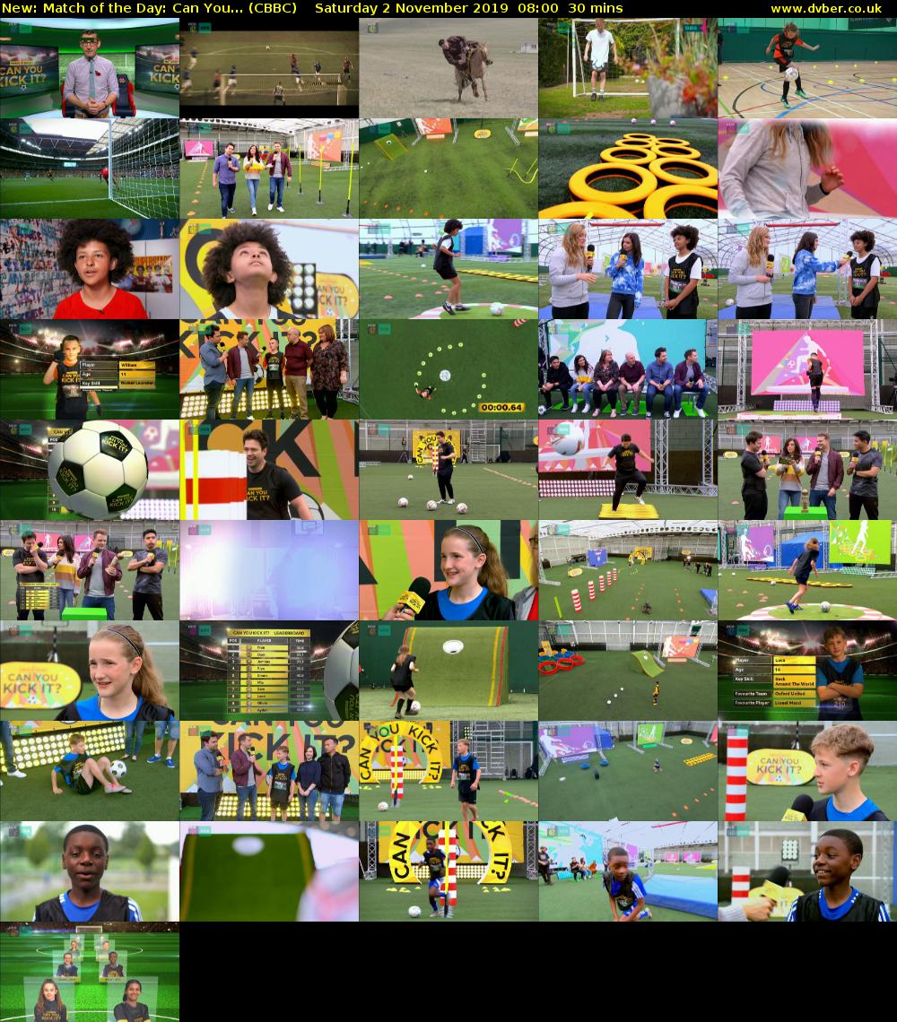 Match of the Day: Can You... (CBBC) Saturday 2 November 2019 08:00 - 08:30