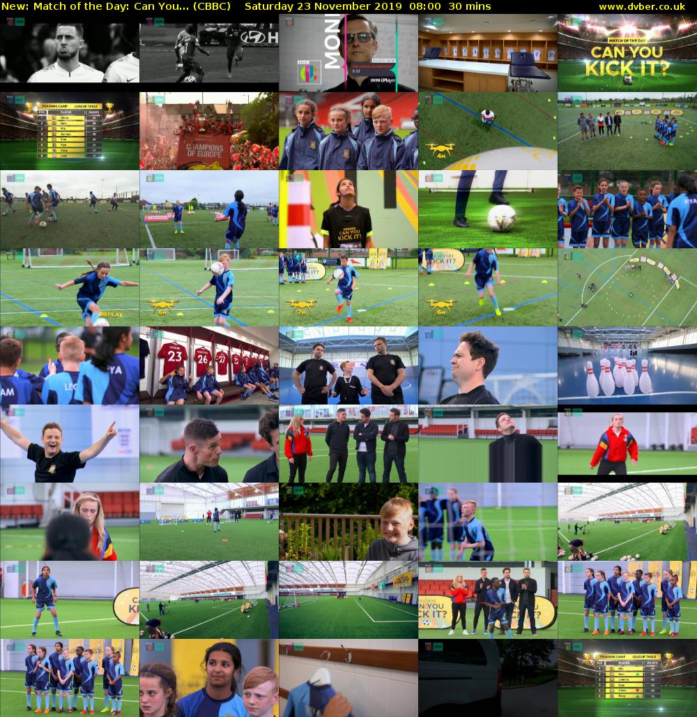 Match of the Day: Can You... (CBBC) Saturday 23 November 2019 08:00 - 08:30