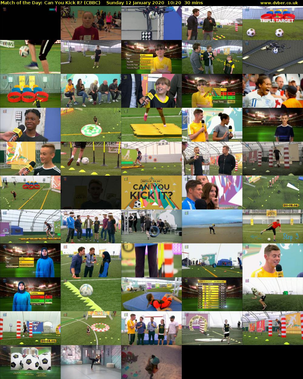 Match of the Day: Can You Kick It? (CBBC) Sunday 12 January 2020 10:20 - 10:50