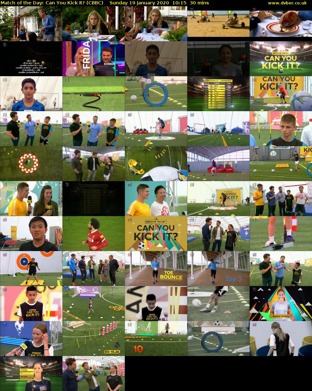 Match of the Day: Can You Kick It? (CBBC) Sunday 19 January 2020 10:15 - 10:45