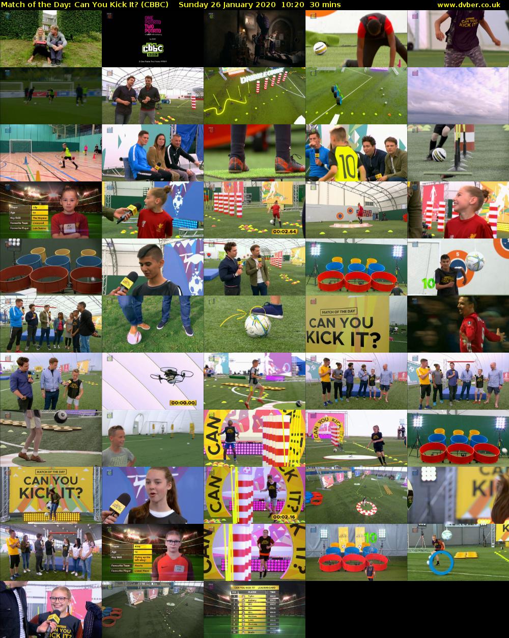 Match of the Day: Can You Kick It? (CBBC) Sunday 26 January 2020 10:20 - 10:50