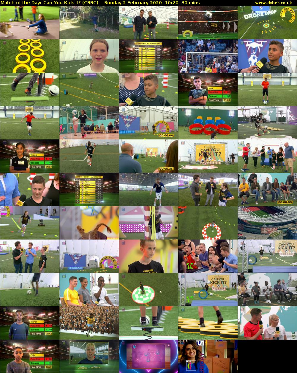 Match of the Day: Can You Kick It? (CBBC) Sunday 2 February 2020 10:20 - 10:50