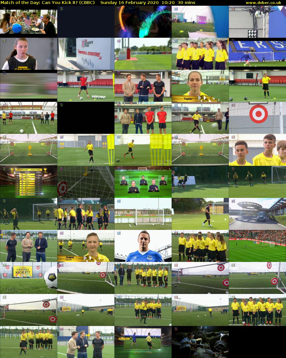 Match of the Day: Can You Kick It? (CBBC) Sunday 16 February 2020 10:20 - 10:50