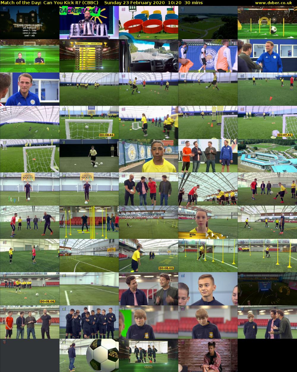Match of the Day: Can You Kick It? (CBBC) Sunday 23 February 2020 10:20 - 10:50