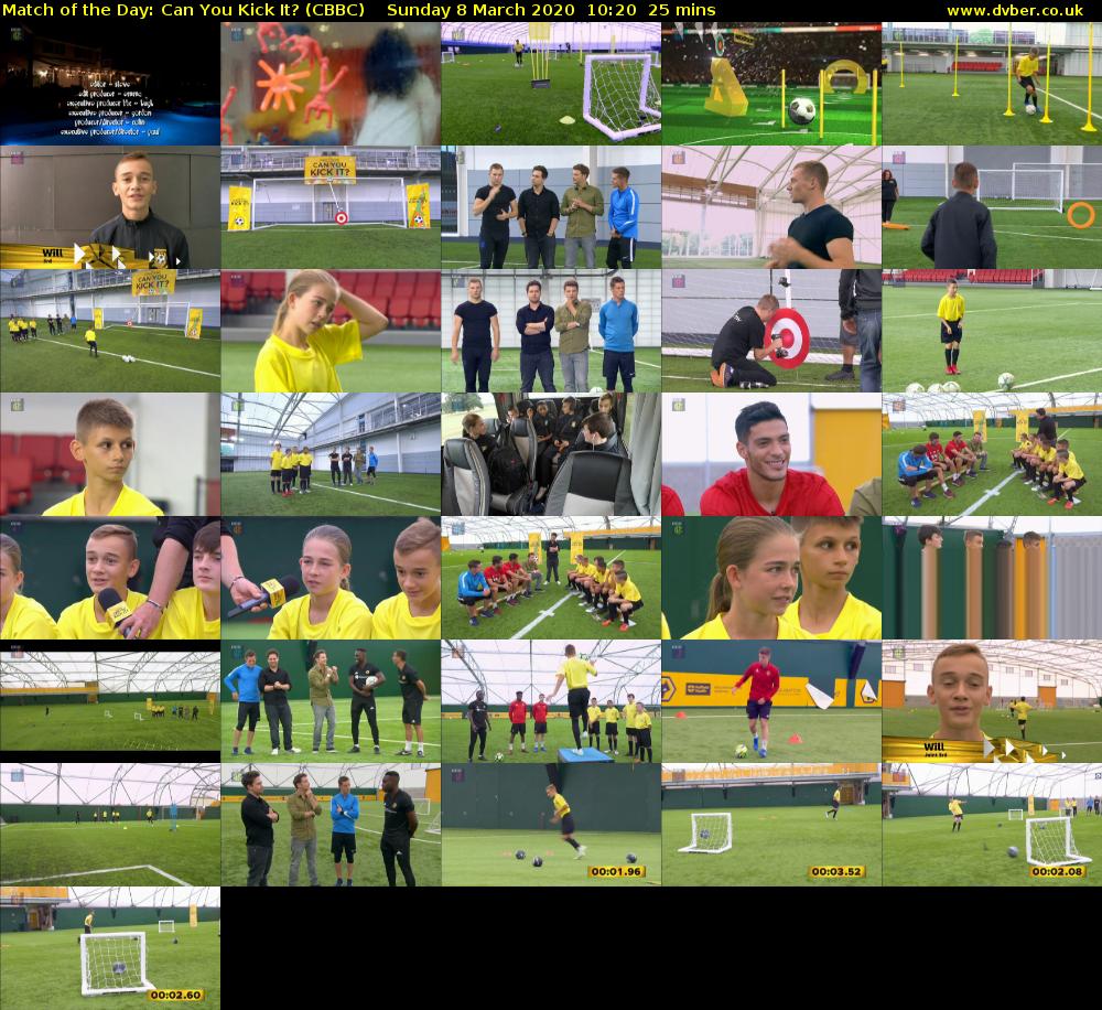 Match of the Day: Can You Kick It? (CBBC) Sunday 8 March 2020 10:20 - 10:45
