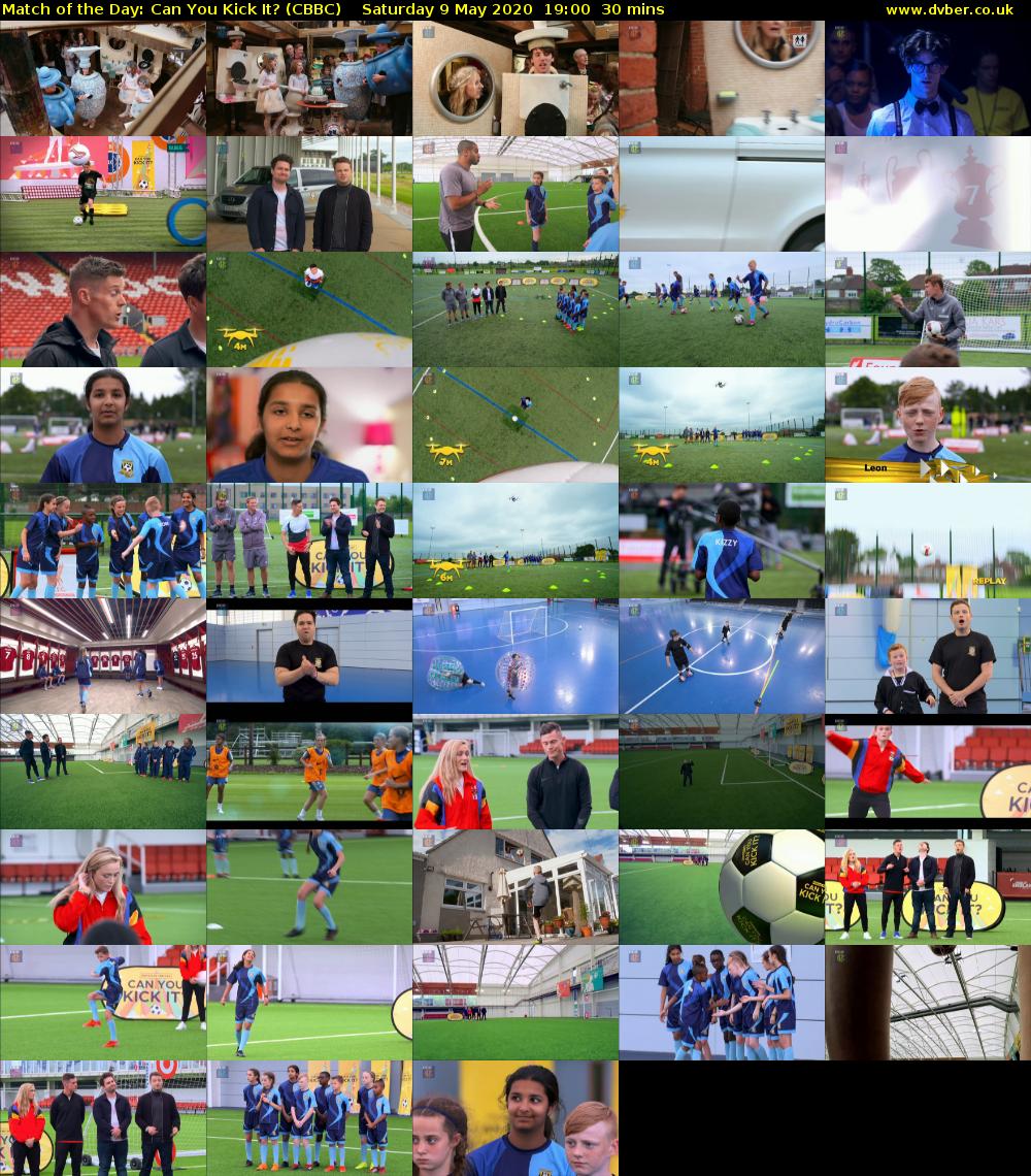 Match of the Day: Can You Kick It? (CBBC) Saturday 9 May 2020 19:00 - 19:30
