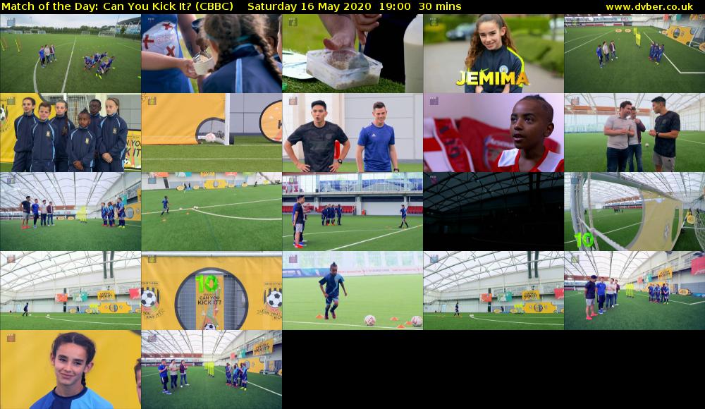Match of the Day: Can You Kick It? (CBBC) Saturday 16 May 2020 19:00 - 19:30