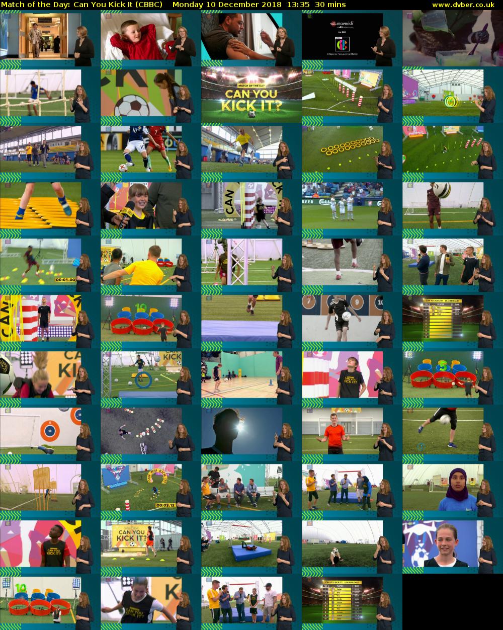 Match of the Day: Can You Kick It (CBBC) Monday 10 December 2018 13:35 - 14:05