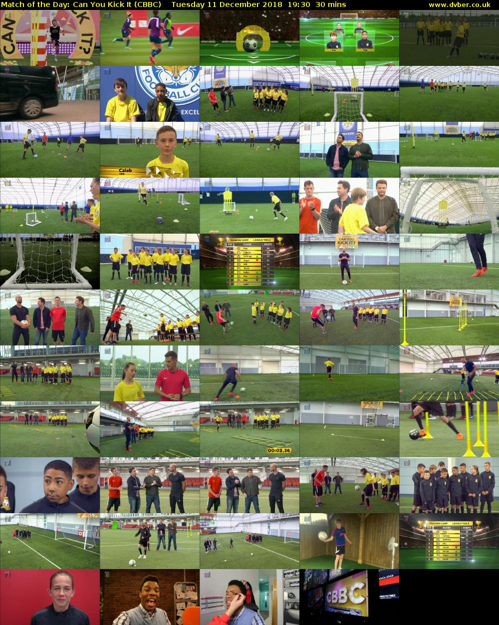 Match of the Day: Can You Kick It (CBBC) Tuesday 11 December 2018 19:30 - 20:00